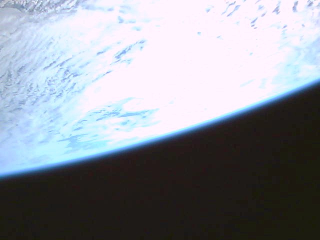 Picture of clouds and the curvature taken from the VTC CubeSat